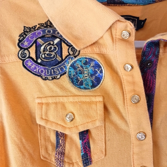 Coogi Yellow Embroidered Patch Short Sleeve - Picture 1 of 9